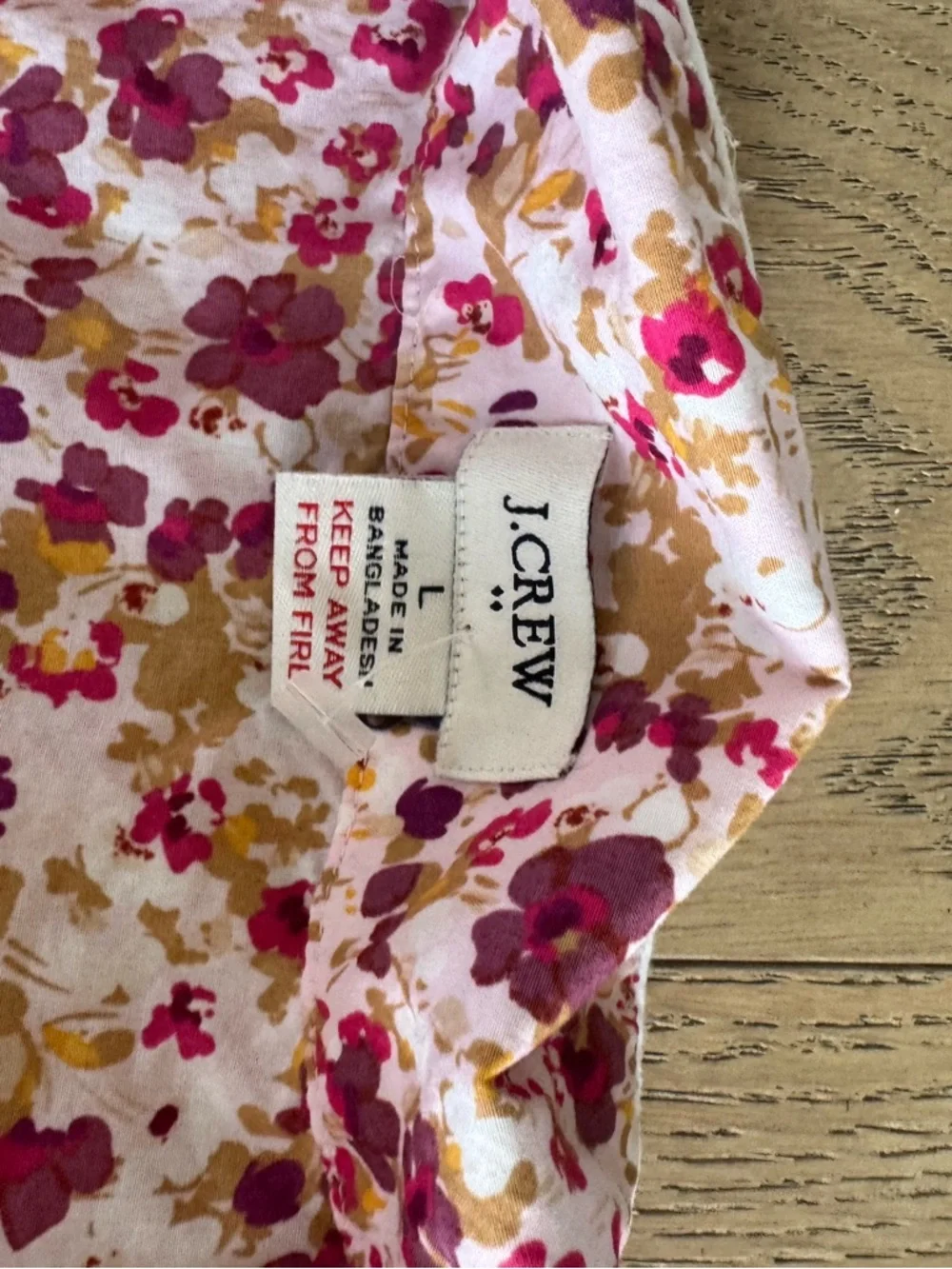 J. Crew Cotton pajama set with cropped pant Pink Light Caramel Large - Picture 3 of 3
